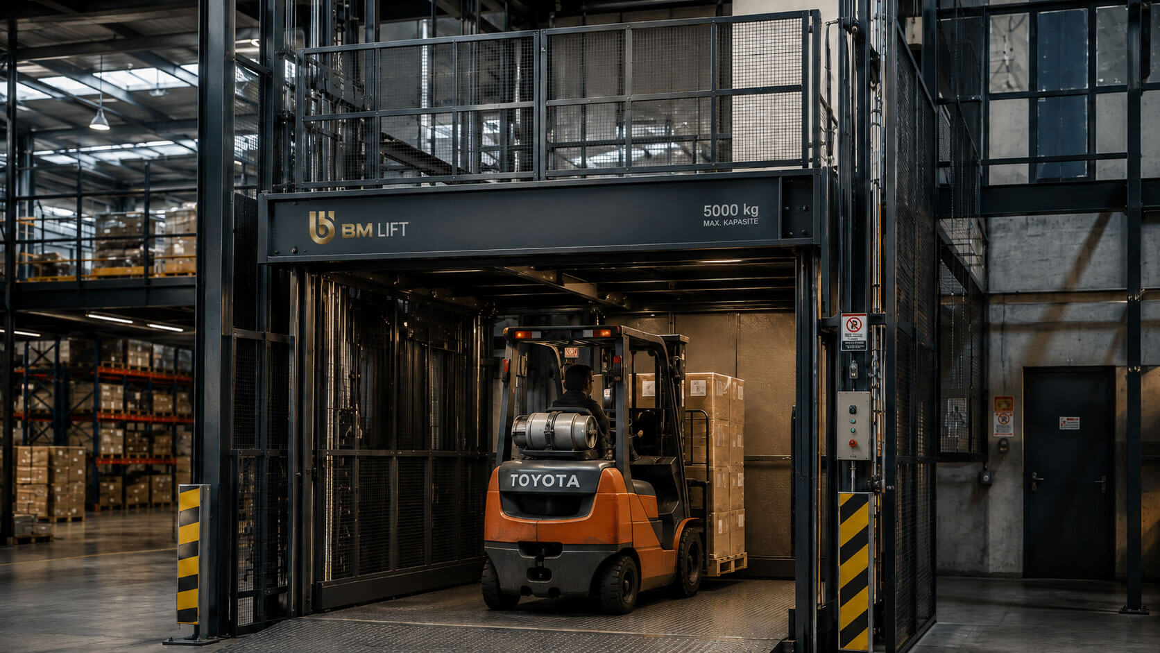 Forklift Uyumlu Endüstriyel Yük Asansörü